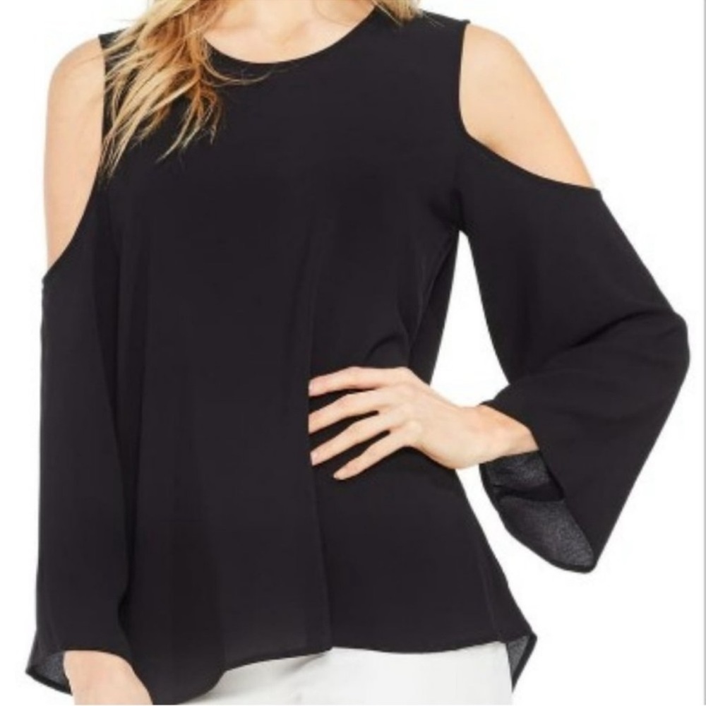 Mossimo Cold Shoulder Bell Sleeve Blouse Black Size XXL